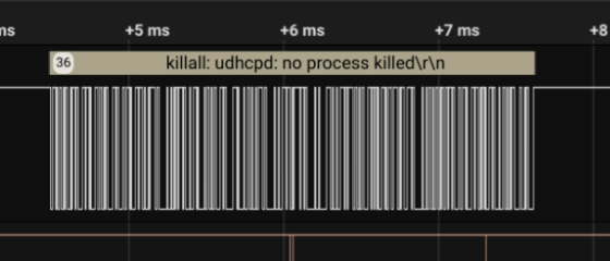 Linux booting message in logic analyser UI